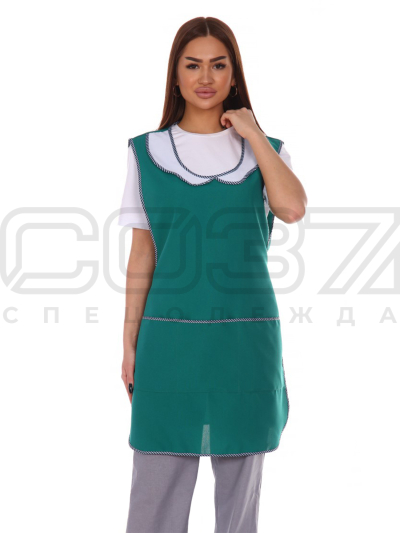 Фартук со спинкой АР30 цв.зелёный тк.габардин