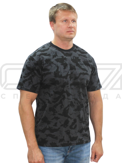 Футболка трикотажная Камуфляж цв.кмф-чёрный тк.кулирка